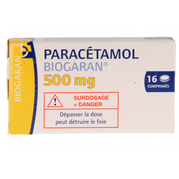 Paracetamol Biogaran 500mg - Packung mit 16 Tabletten