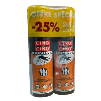 Familien-Mückenspray Cinq sur Cinq - 2er-Pack mit 100 ml Sprays Sonderangebot -25% auf das zweite
