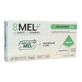 8:Mel+ die Schlafgesundheit Melatonin 1mg Menarini - Packung mit 30 Tabletten