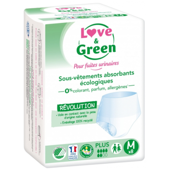 Absorbierende Unterwäsche für umweltfreundliche Harninkontinenz Love&Green - 8 Schutzvorrichtungen