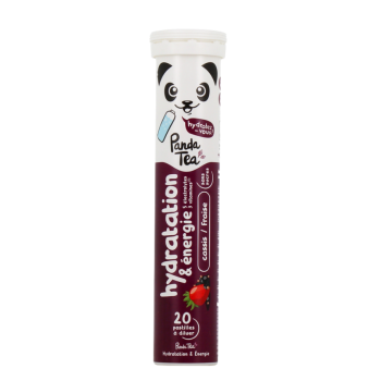 Hydratations- und Energie-Tabletten mit Cassis-Erdbeer-Geschmack Panda Tea - 20 Brausetabletten
