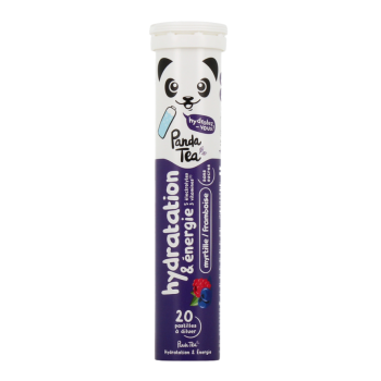 Hydratations- und Energie-Tabletten mit Heidelbeer-Himbeer-Geschmack Panda Tea - 20 Brausetabletten