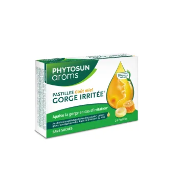 Zuckerfreie Halspastillen mit Honigaroma Phytosun arôms - Packung mit 24 Pastillen