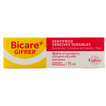 Bicare + Zahnpasta f&uuml;r empfindliches Zahnfleisch mit Minzgeschmack Gifrer - Tube mit 75 ml