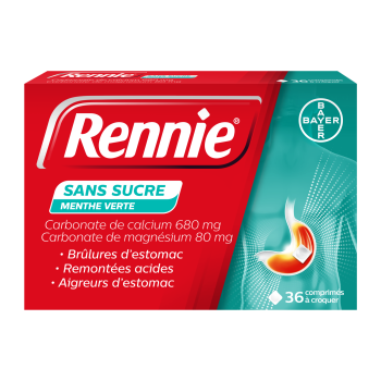 Rennie ohne Zucker Kaubonbons - Packung mit 36 Tabletten