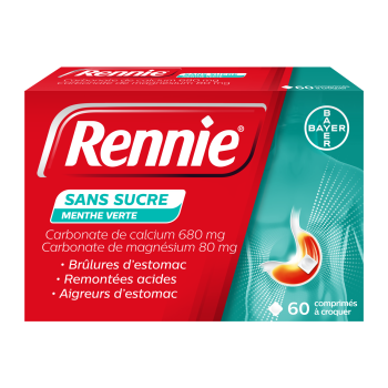 Rennie ohne Zucker Kaubonbons - Packung mit 60 Tabletten