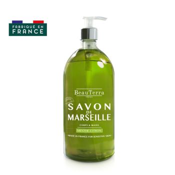 Marseiller Seife Minze Zitrone Beauterra - Pumpflasche 300ml