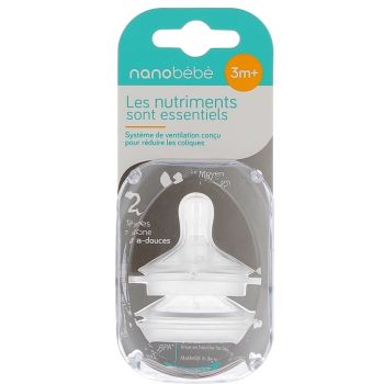 Ultraweiche Silikonsauger 3m+ Medium Nanobébé - 2 Sauger