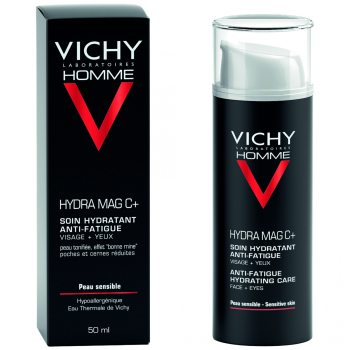Hydra mag C+ feuchtigkeitsspendende Anti-M&uuml;digkeitspflege f&uuml;r Gesicht und Augen Vichy Homme - Flasche mit 50 ml
