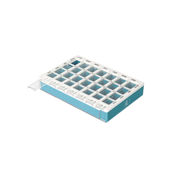 Wöchentlicher Pillenbehälter ergonomisches Tablett Plic care - 28 Fächer