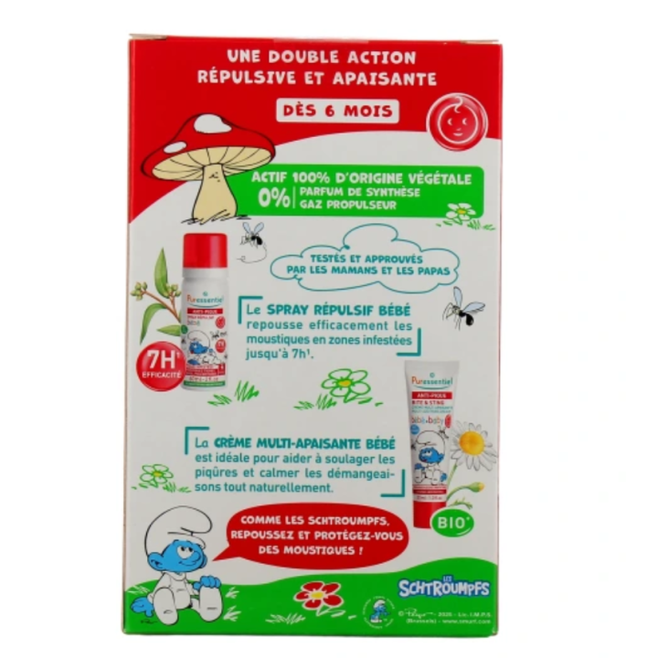 Anti-Stich Schlümpfe Baby ab 6 Monaten Puressentiel - Abwehr- und Beruhigungsset + ein kostenloses Lätzchen