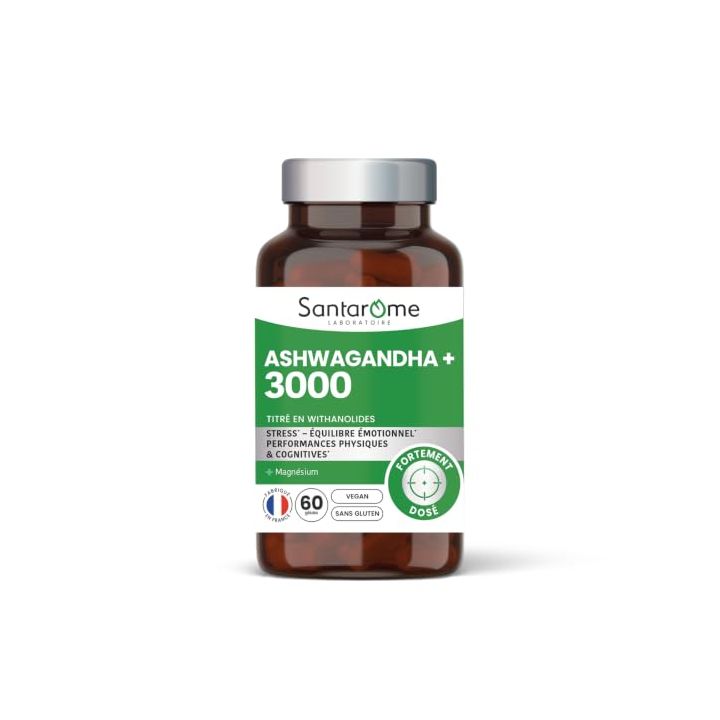 Ashwagandha+ 3000 Santarome - Dose von 60 Kapseln