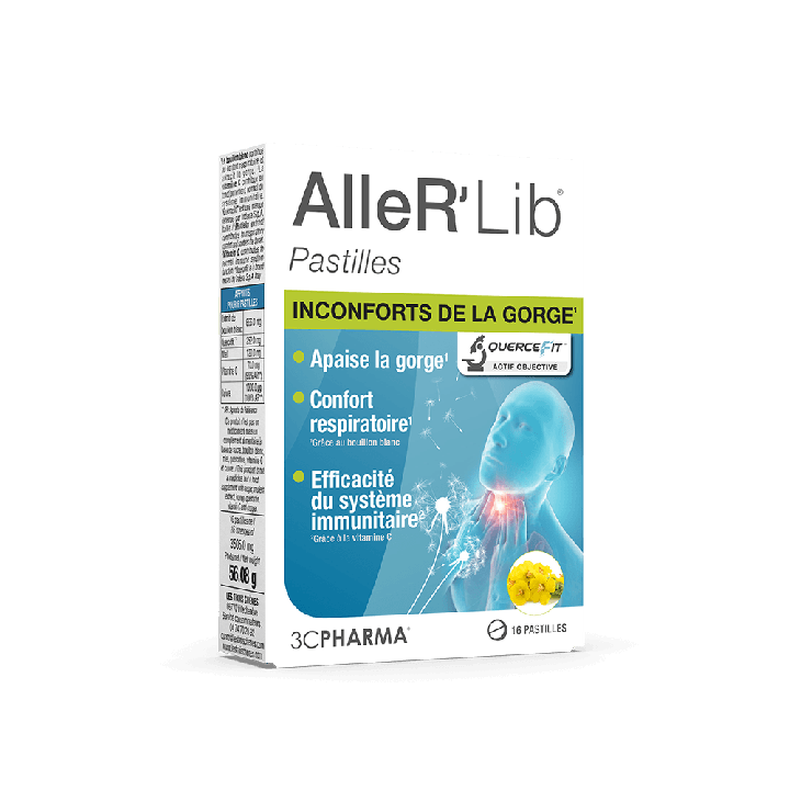 AlleR'Lib Halsschmerzen 3C Pharma - Packung mit 16 Pastillen