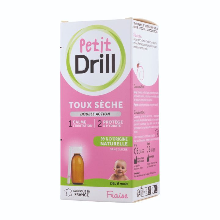 Kleine Drill trockener Husten Doppelwirkung Erdbeergeschmack Pierre Fabre - Flasche mit 125 ml