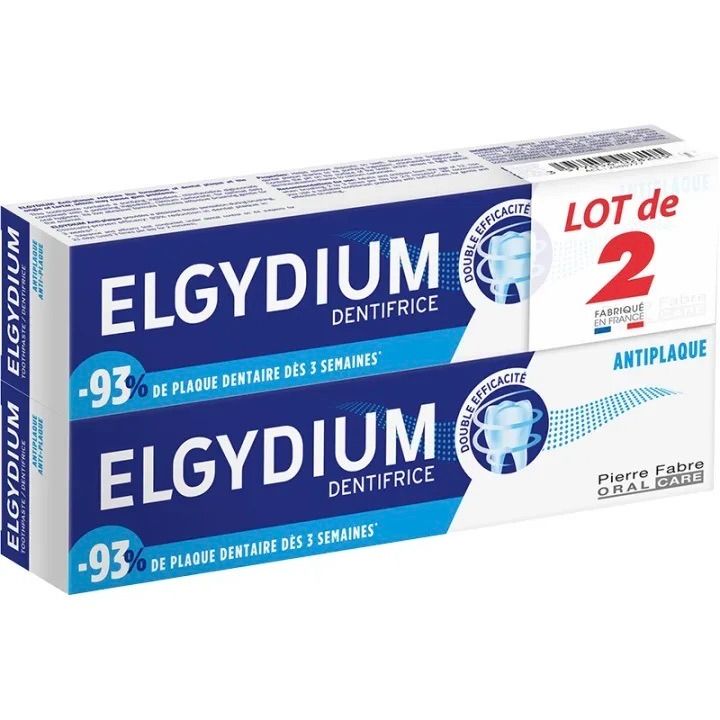Elgydium Plaque-Blocker Zahnpasta - 2er-Pack mit 75ml Tuben
