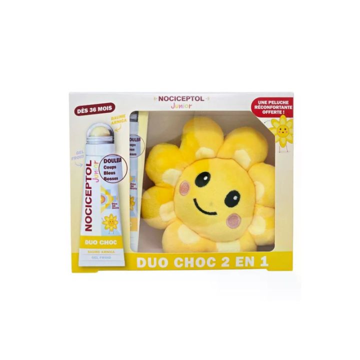 Coffret Duo Schock 2 in 1 Nociceptol Junior - ein Balsam von 2g, ein Kältegel von 20ml und ein kostenloses Plüschtier