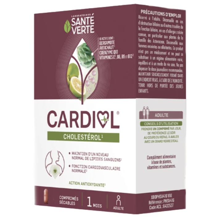 Cardiol Cholesterin Gesundheit Grün - Packung mit 60 teilbaren Tabletten