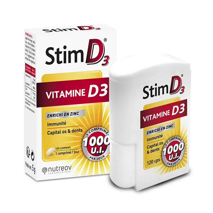 Stim D3 Vitamin D3 + Zink Nutreov - Packung mit 120 Tabletten