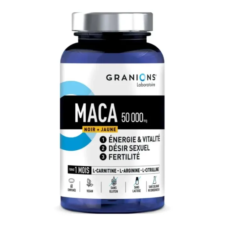 Schwarze + gelbe Maca 50000mg Granions - Dose mit 60 Kapseln