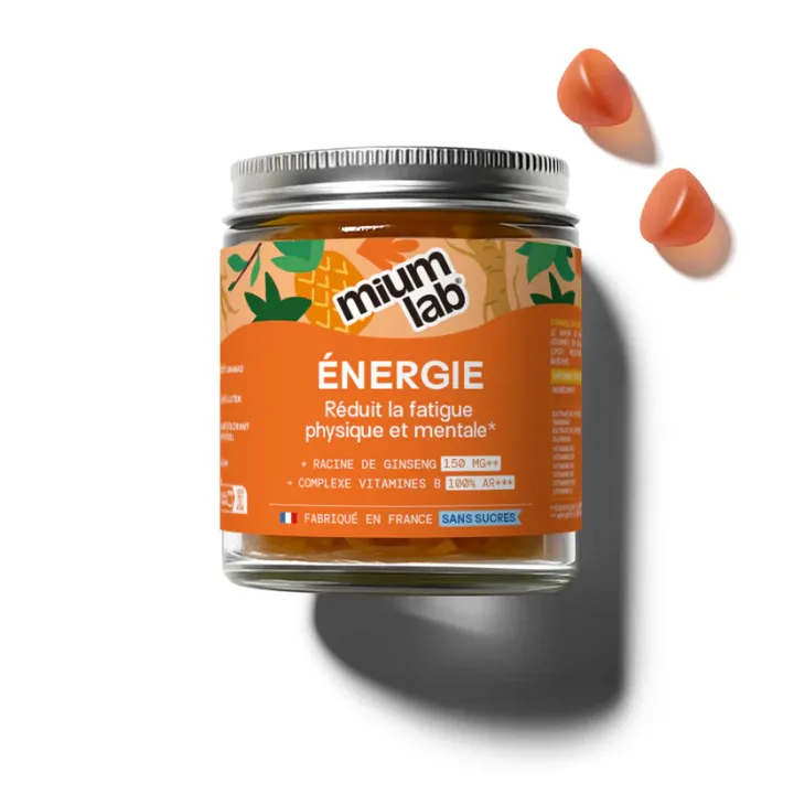 Energie-Gummis ohne Zucker Mium Lab - Dose mit 42 Gummis