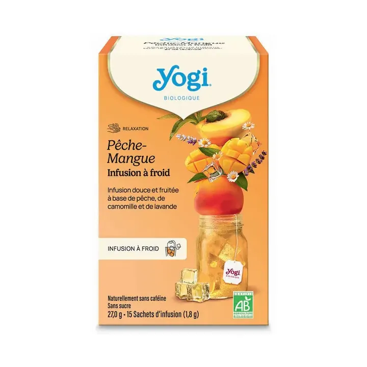 Entspannung Bio-Kaltaufguss Pfirsich-Mango Yogi Tea - Box mit 15 Beuteln
