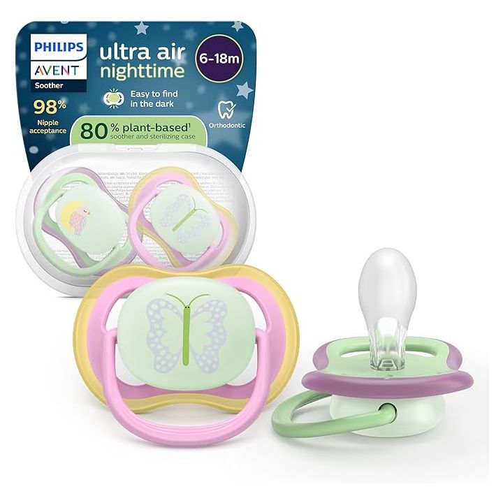 Ultra air Nacht-Schnuller 6-18 Monate Avent - 2er-Pack Schnuller