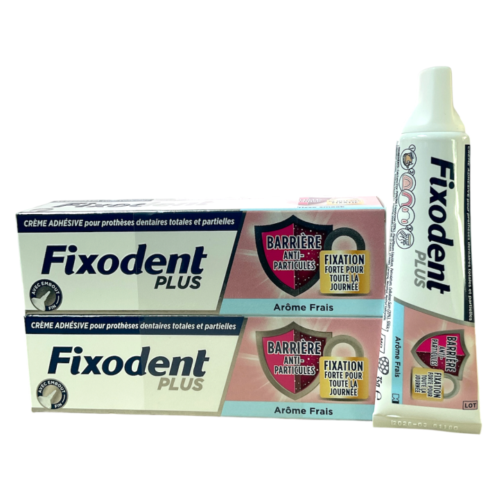 Fixodent Plus - Frische Aroma Anti-Partikel Klebercreme - 2er Pack mit 35g Tuben