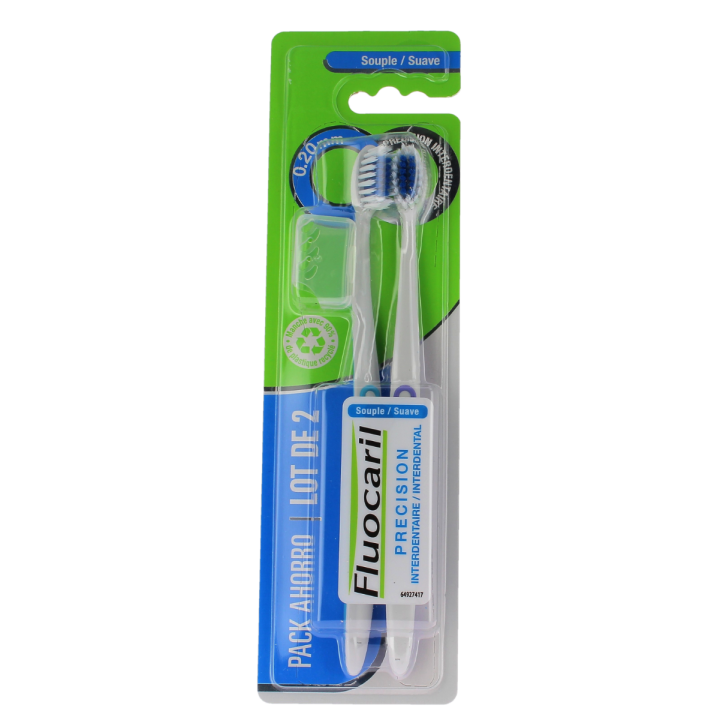 Weiche Interdentalbürsten Fluocaril - Set mit 2 Zahnbürsten