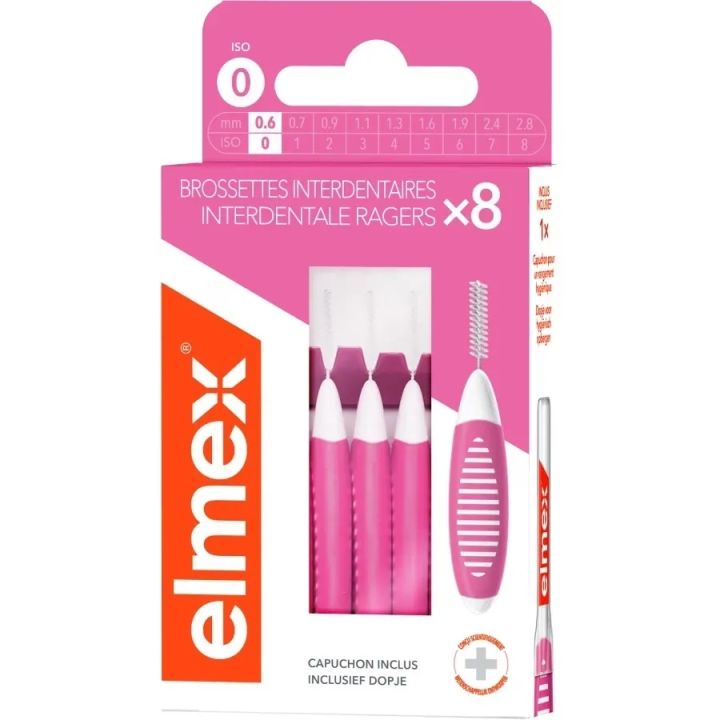 Interdentalbürsten rosa Größe 0 (0,6 mm) Elmex - Packung mit 8 Bürsten