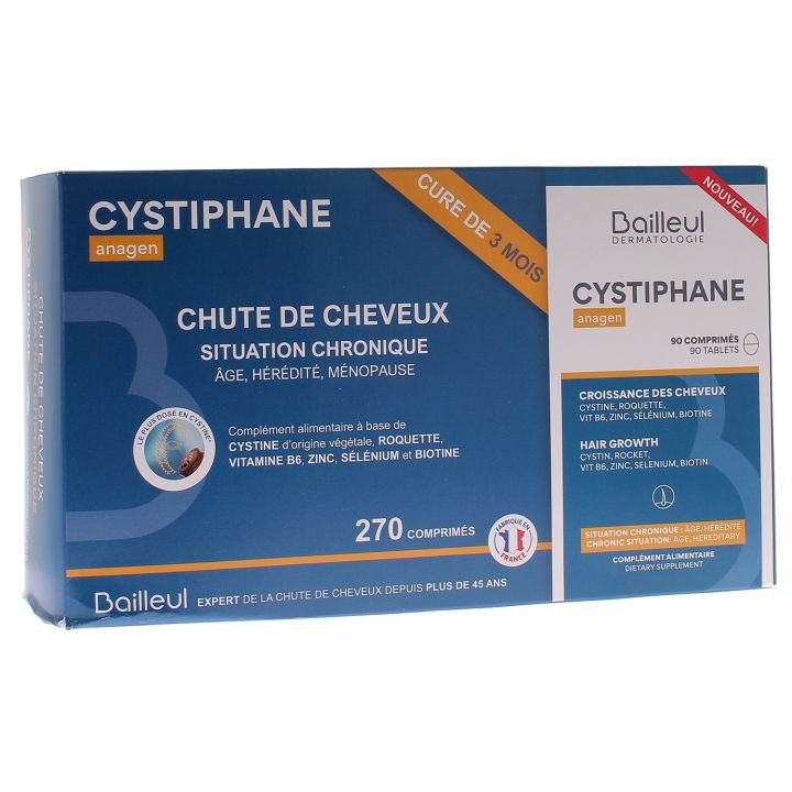 Cystiphane Anagen Haarwachstum Bailleul-Biorga - 3er-Pack mit 90 Tabletten