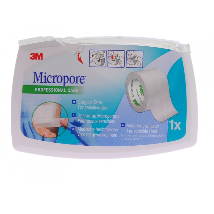 Mikropore Pflaster weiß 3M - Rolle von 2,5 cm x 5 m