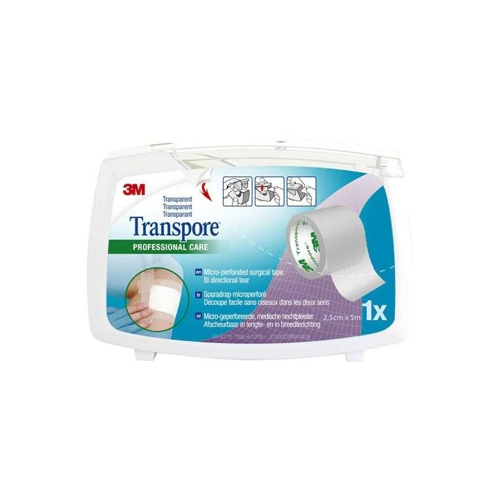 Transpore Transparentes Pflaster 3M - eine Rolle von 2,5 cm x 5 m