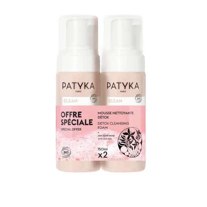 Bio Detox-Reinigungsmousse Clean Patyka - 2er-Pack mit 150ml Pumpflaschen