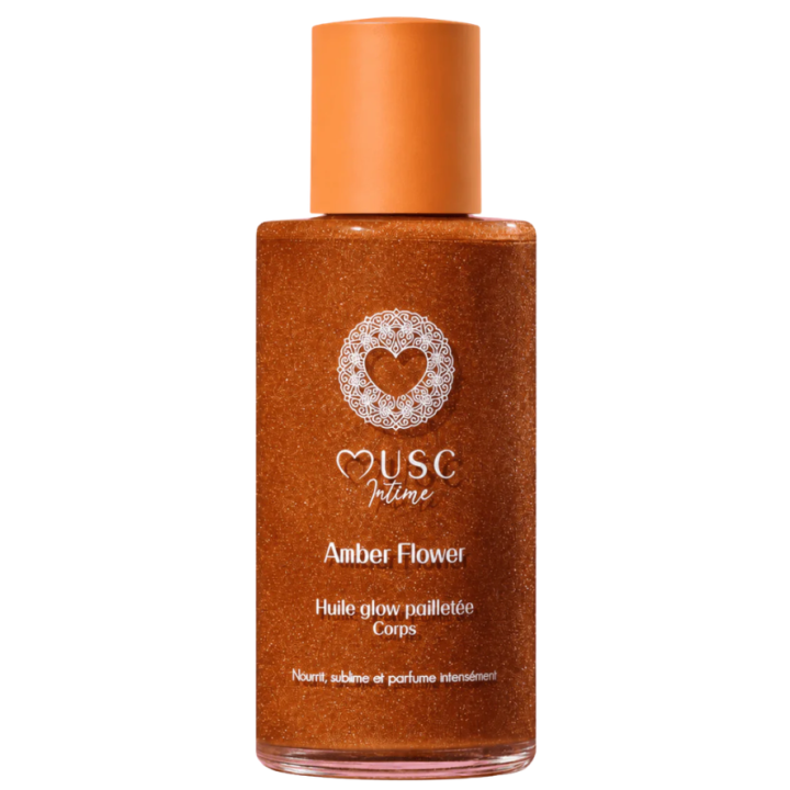 Glänzendes Öl mit Glitzer Amber Flower Musc Intime - Flasche 100ml