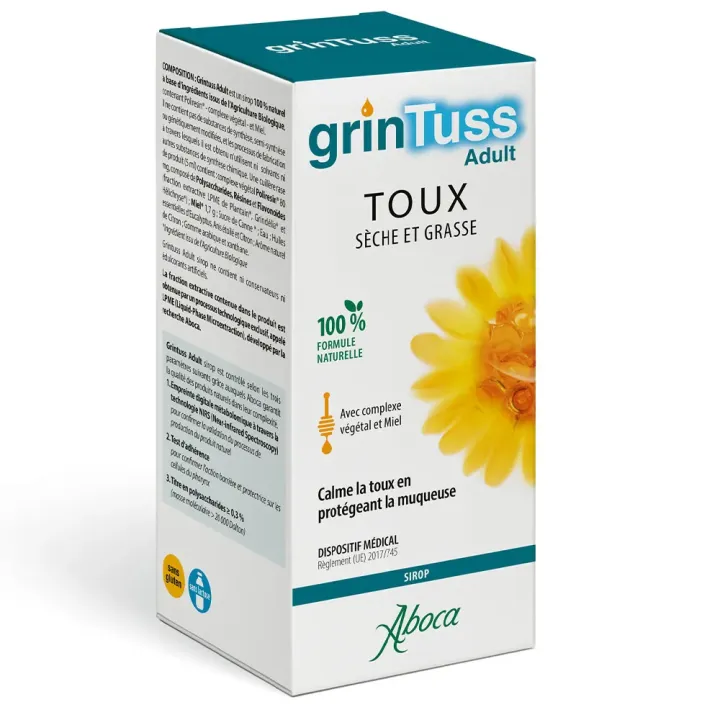 Grintuss Sirup für trockenen und produktiven Husten Aboca - Flasche mit 132 ml