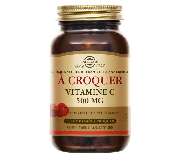 Vitamin C 500 Geschmack Himbeere/Preiselbeere Solgar - Dose mit 90 Kaudabletten - image 1