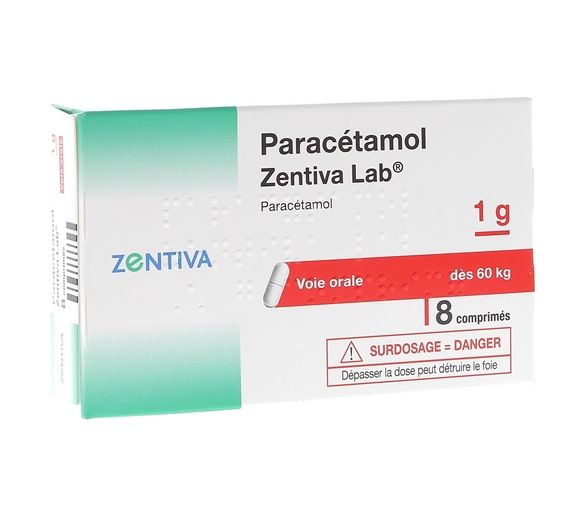 Paracetamol 1000 mg Zentiva Lab - Packung mit 8 Tabletten - image 1