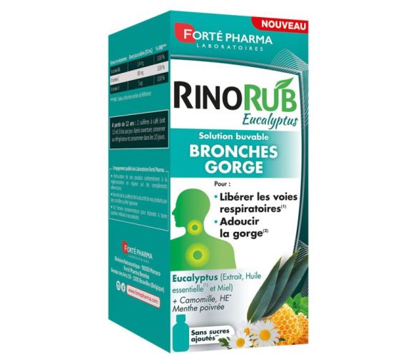 RinoRub Eukalyptus Trinksirup für Bronchien und Hals Forté Pharma - Flasche mit 120ml - image 1