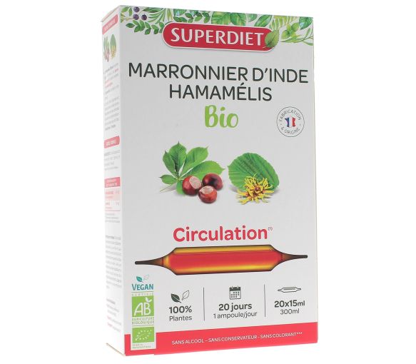 Rosskastanie / Bio Hamamelis Super Diet - Packung mit 20 Ampullen zu 15 ml