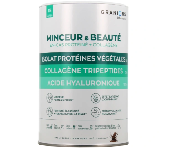 Magerkeit & Schönheit Protein-Snack + Kollagen Schokoladengeschmack Granions - Dose mit 375g (15 Beutel) - image 1