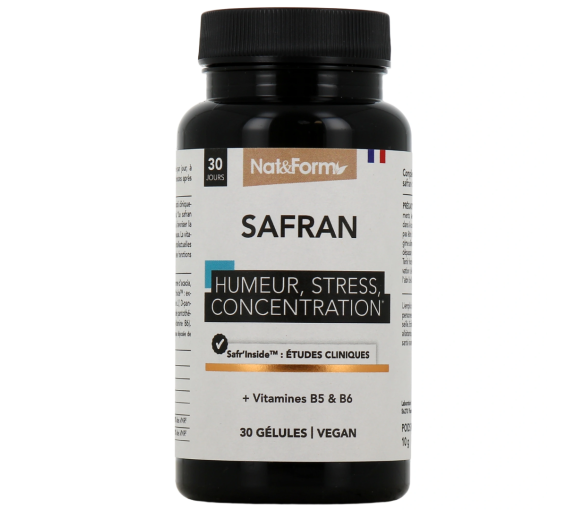 Safran Stimmung, Stress, Konzentration Nat & form - Dose mit 30 Kapseln