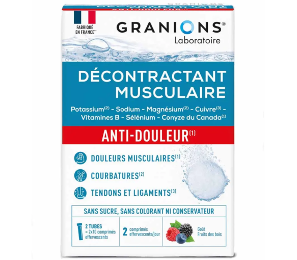 Muskelentspannendes Schmerzmittel mit Waldfruchtgeschmack Granions - 2 Röhrchen mit 10 Tabletten - image 1