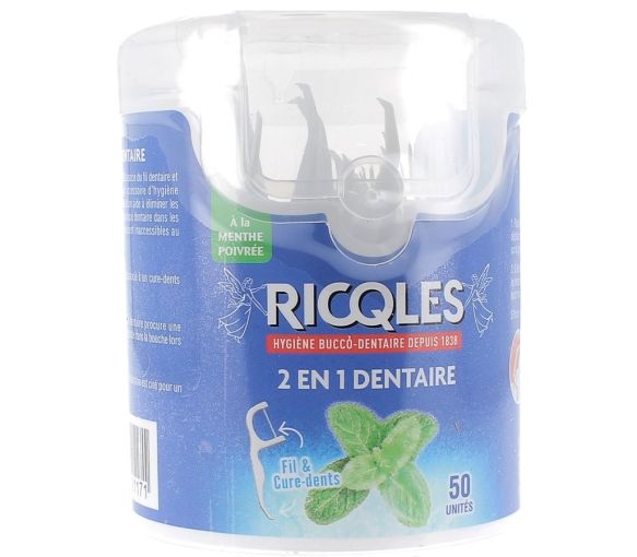 2 in 1 Zahnseide & Zahnstocher Ricqles - 50 Einheiten