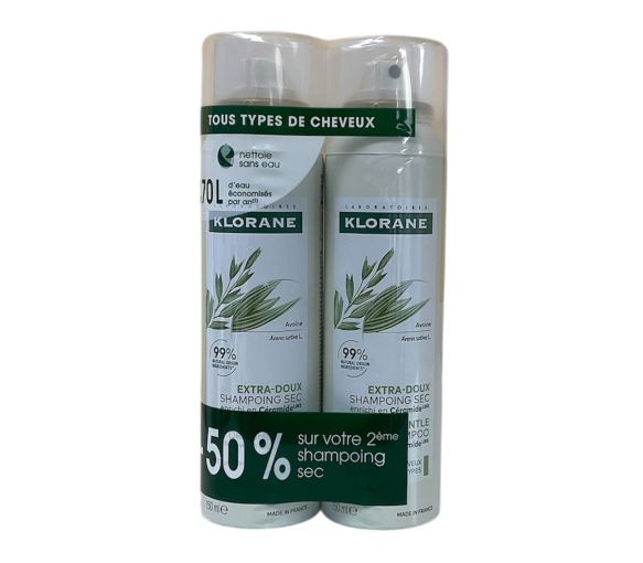 Extra-sanfter Trockenshampoo Klorane - 2er-Pack mit 150ml Sprays