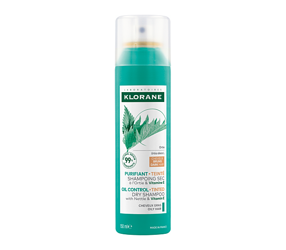 Klorane - Entgiftendes, gefärbtes Trockenshampoo mit Brennnessel für fettiges, braunes Haar - 150 ml Spray - image 1