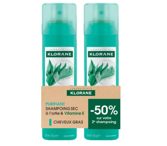 Reinigendes Trockenshampoo mit Brennnessel & Vitamin Klorane - 2er-Pack mit 50ml Sprays - image 1