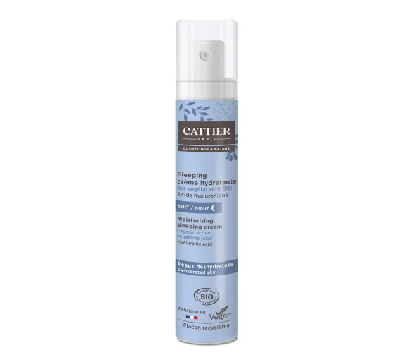 Sleeping Creme feuchtigkeitsspendend für dehydrierte Haut bio Cattier - Pumpflasche 50ml