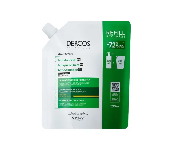 Dercos Anti-Schuppen-Shampoo für trockenes Haar Vichy - Nachfüllpackung 390 ml