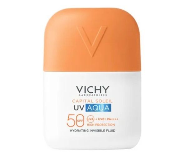 Capital Soleil UV Aqua feuchtigkeitsspendende unsichtbare Flüssigkeit SPF50 Vichy - Tube mit 50 ml