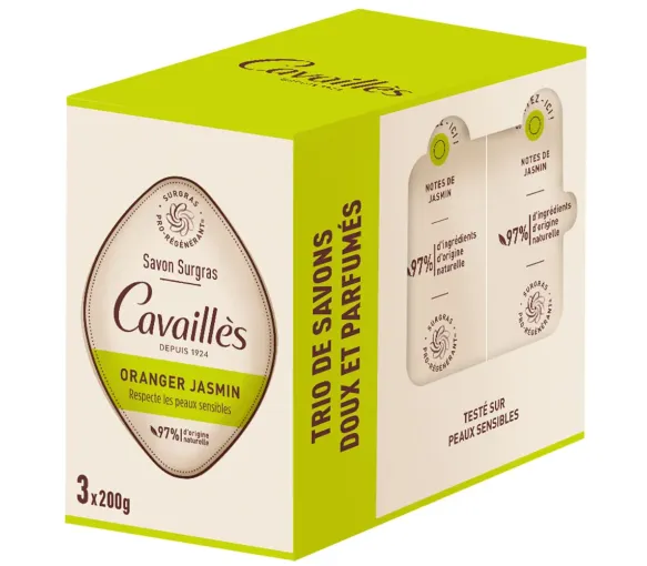 Überfettete Seife Orange Jasmin Rogé Cavaillès - 3er Pack à 200g